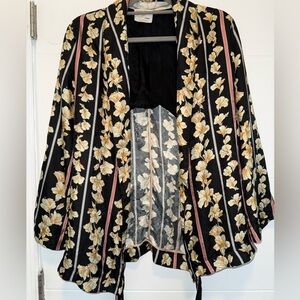 FORTE FORTE Silk Smoking Jacket Yellow Floral Size 0